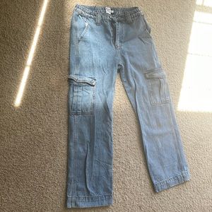 Princess Polly Medium Wash Cargo style Jeans; Size 6US